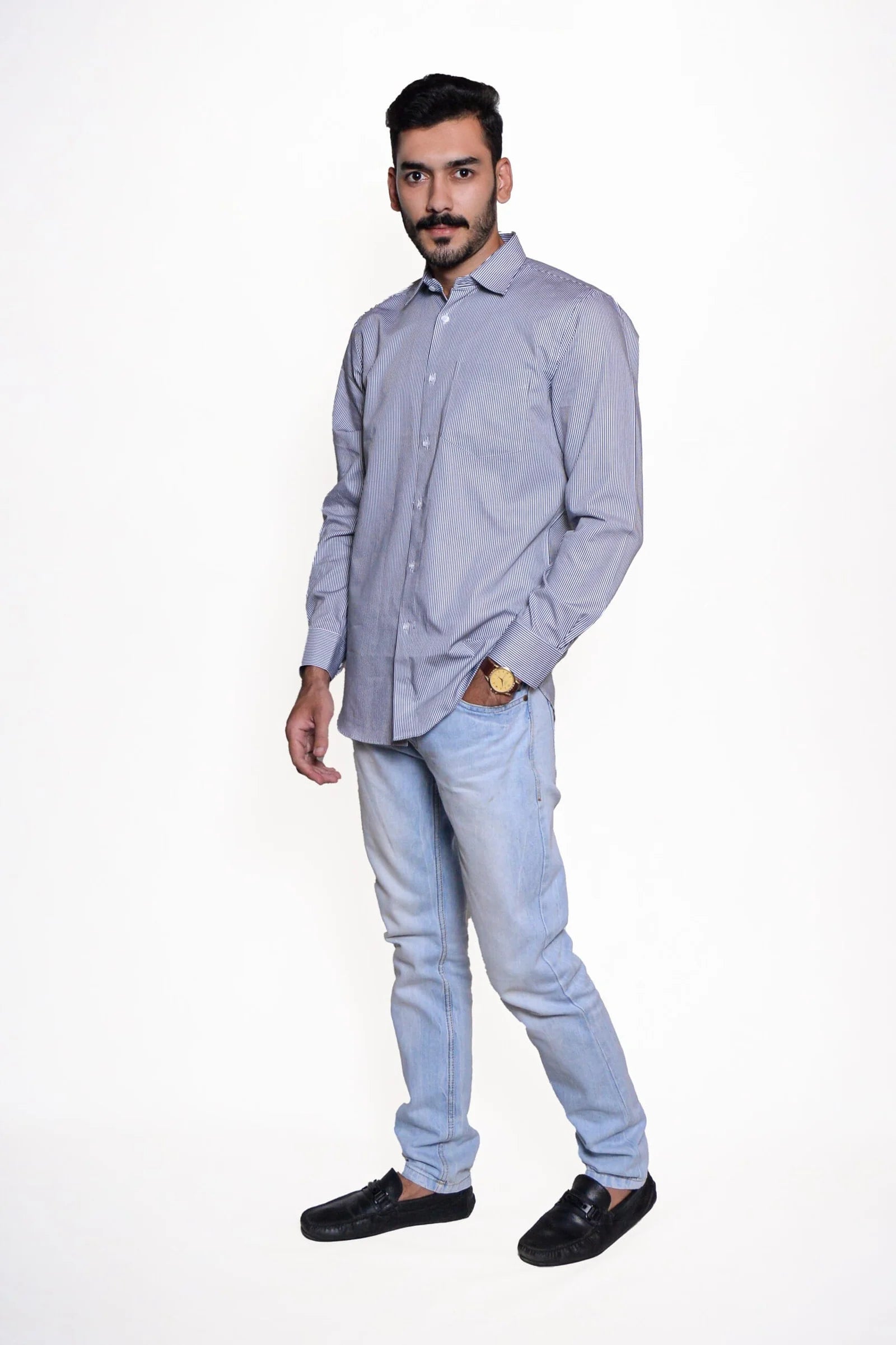 Menβs Formal Shirt Cotton Gray